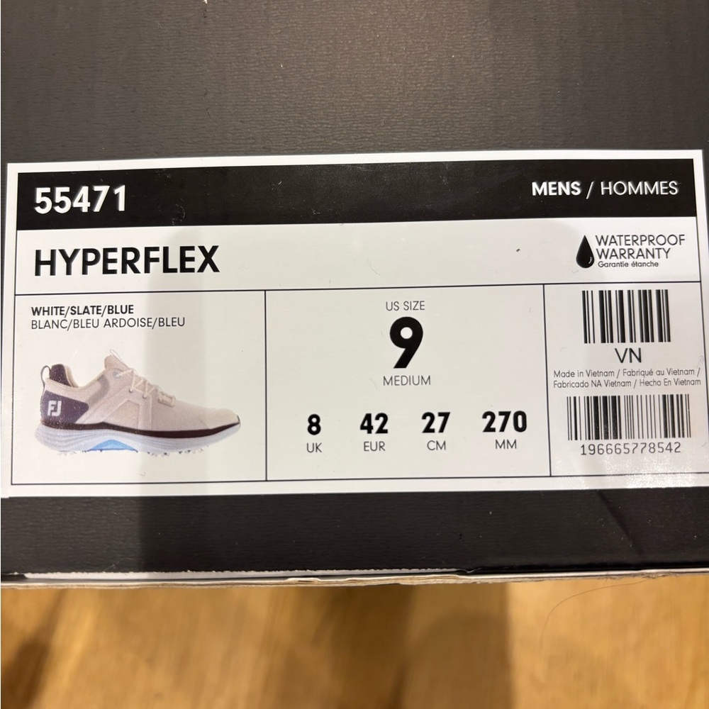 FootJoy HyperFlex Golf Shoes - White and Slate Blue